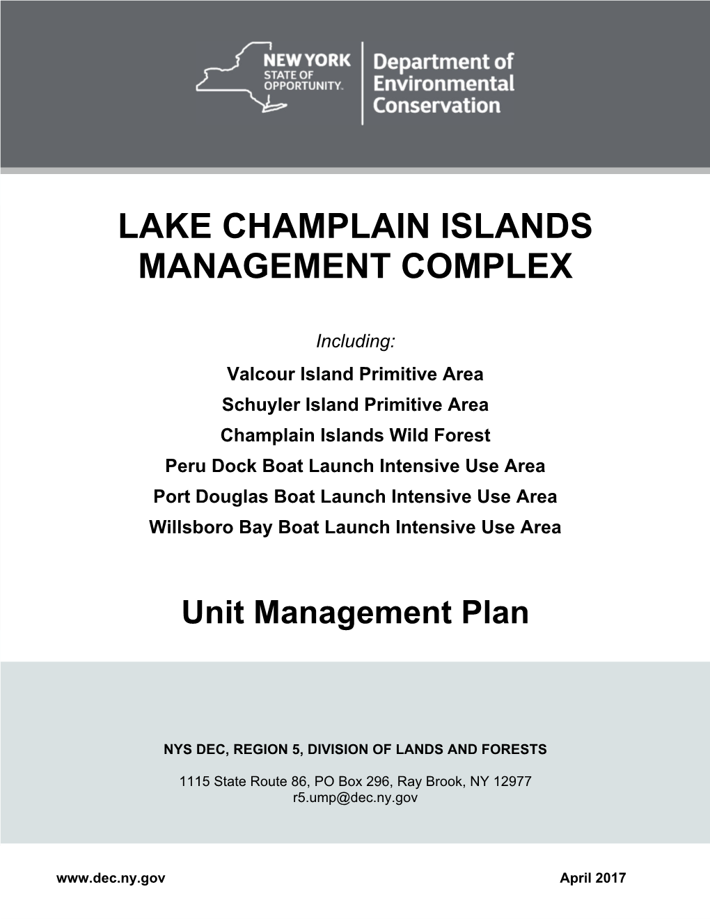 Lake Champlain Islands Complex Unit Management Plan