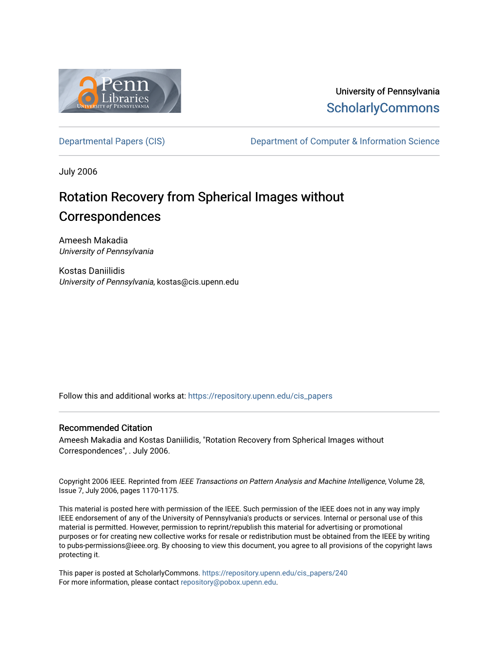 Rotation Recovery from Spherical Images Without Correspondences