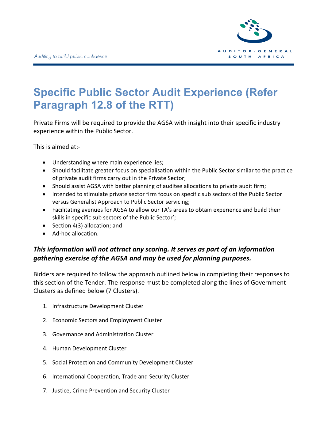 Public Sector Experience Guidance Note