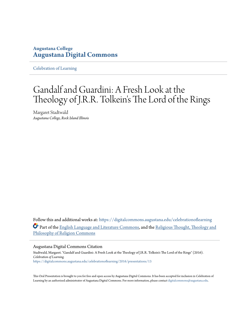 Gandalf and Guardini: a Fresh Look at the Theology of J.R.R