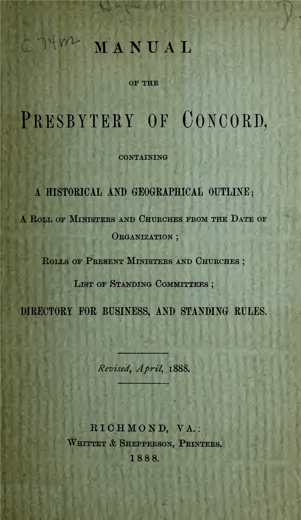 Manual of the Presbytery of Concord