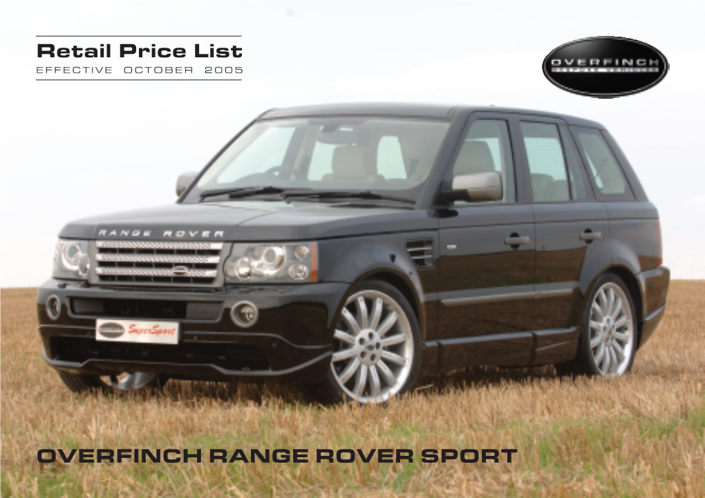 Retail Price List OVERFINCH RANGE ROVER SPORT