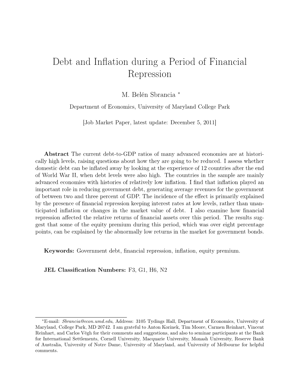 Debt and Inflation During a Period of Financial Repression