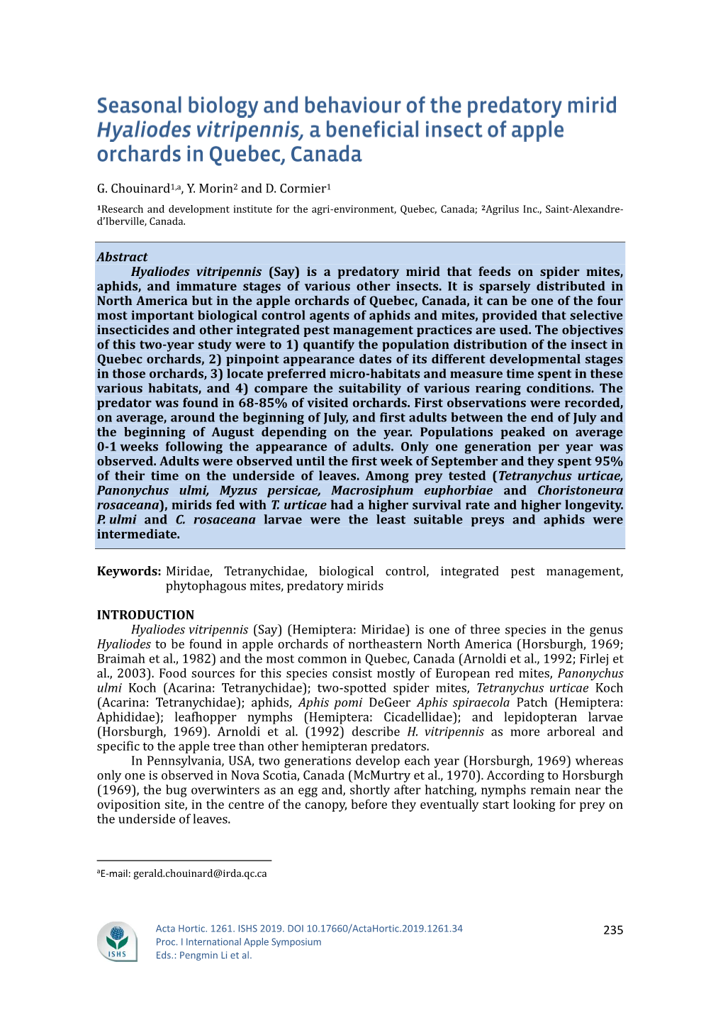 235 G. Chouinard1,A, Y. Morin2 and D. Cormier1 Abstract Hyaliodes