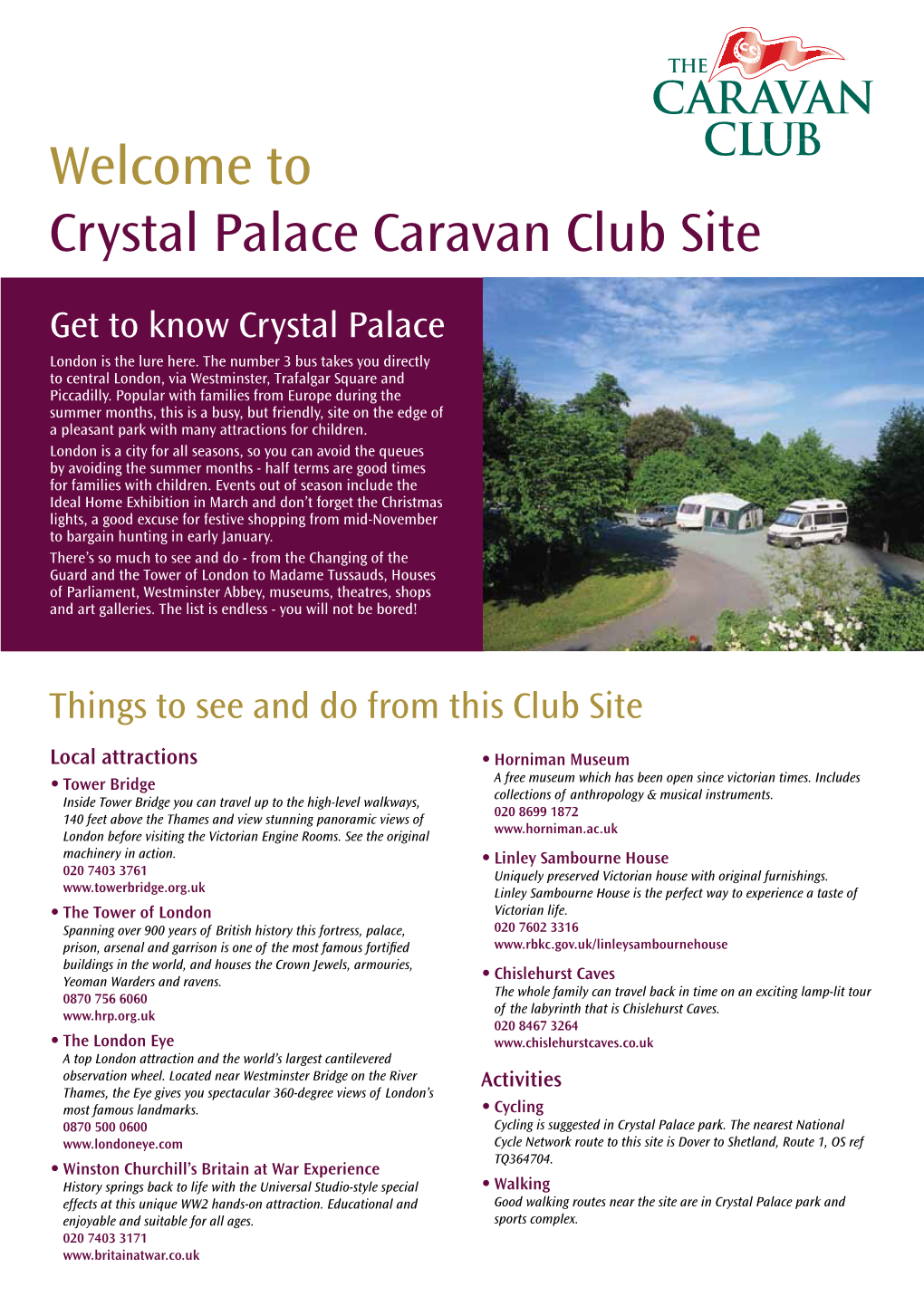 Crystal Palace Caravan Club Site