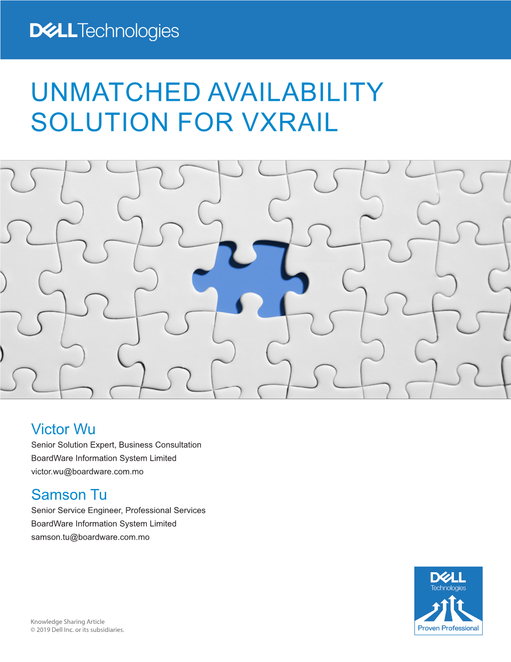 Unmatched Availability Solution for Vxrail