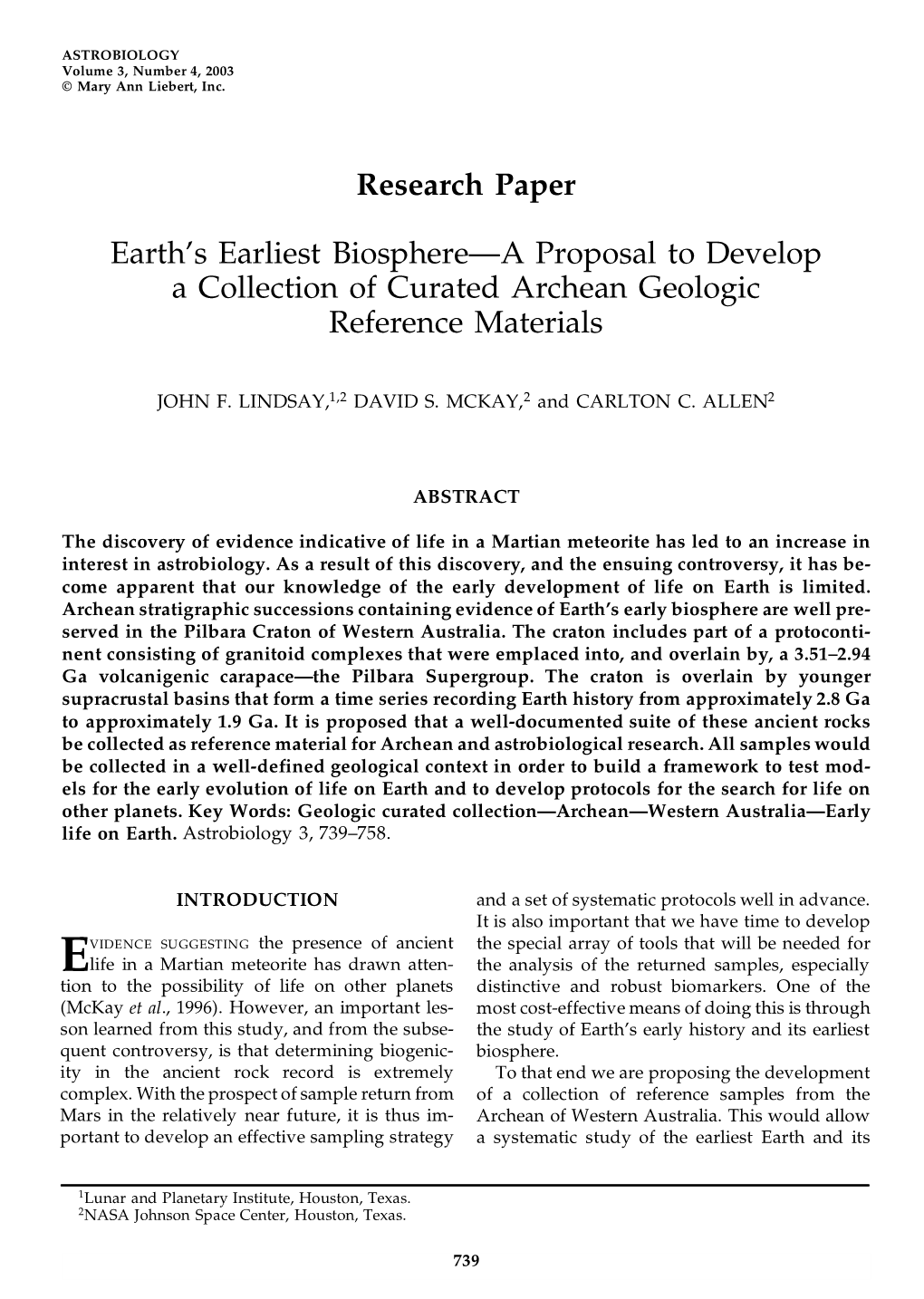 Earth's Earliest Biosphere