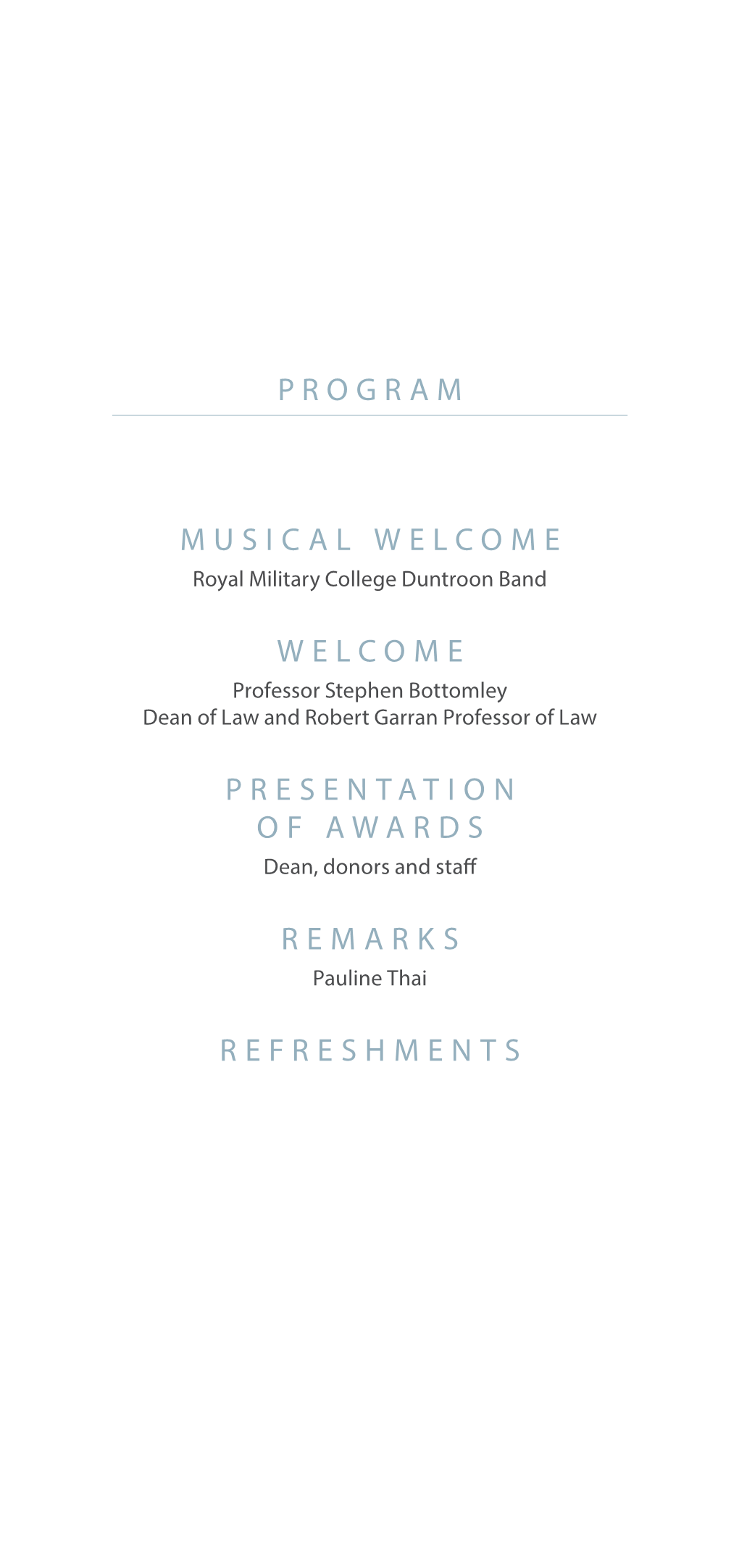 PROGRAM Musical Welcome