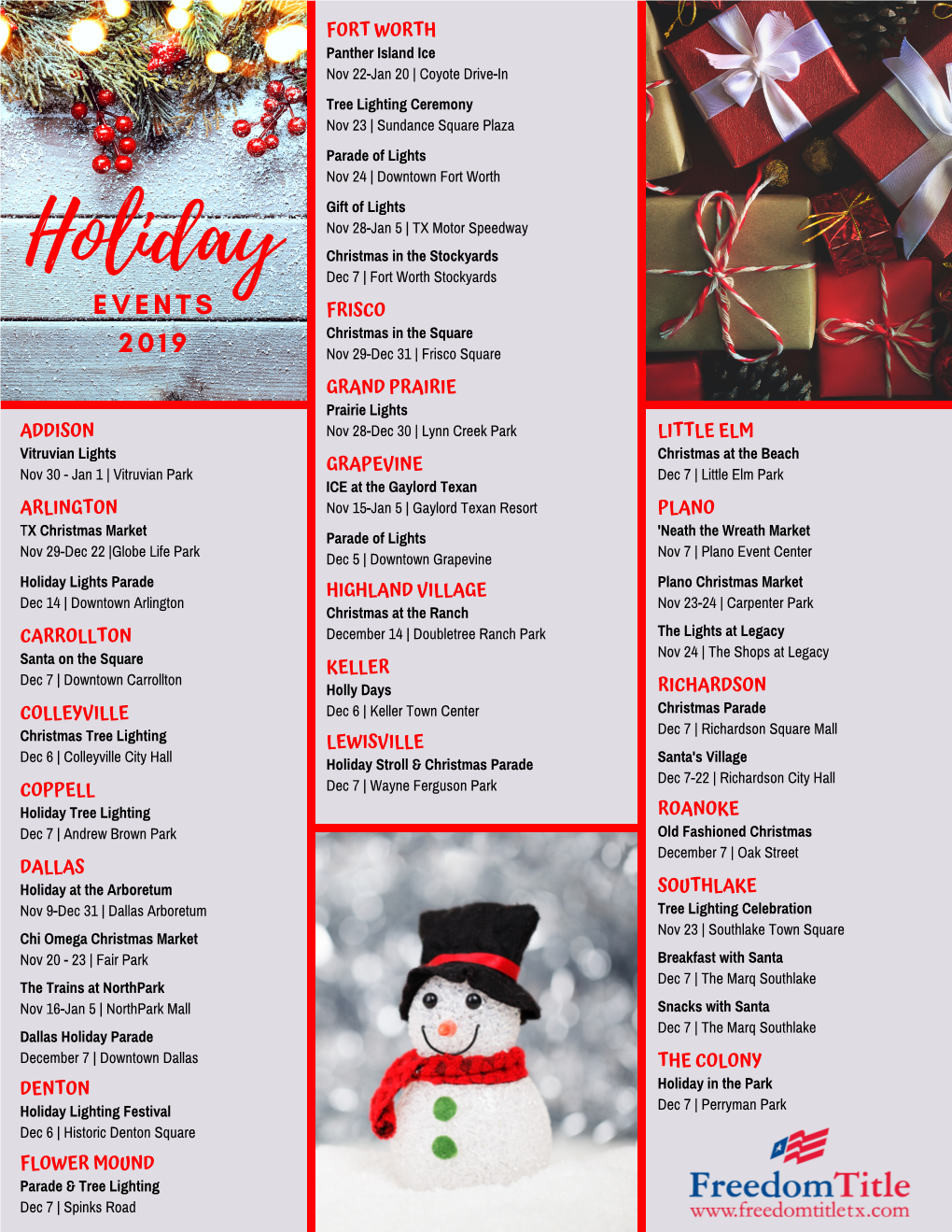 Holiday Events 2019