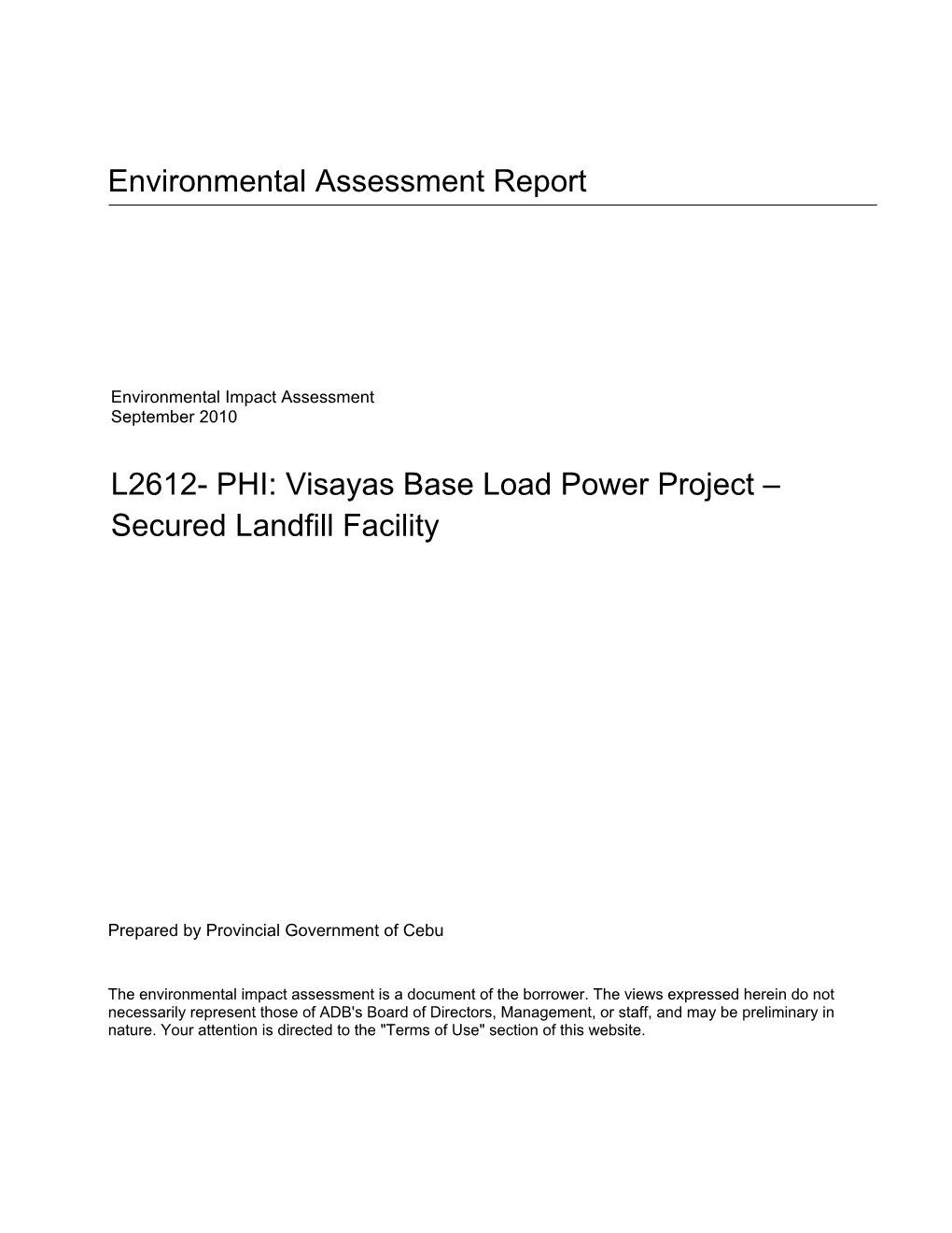 Environmental Impact Assessment September 2010