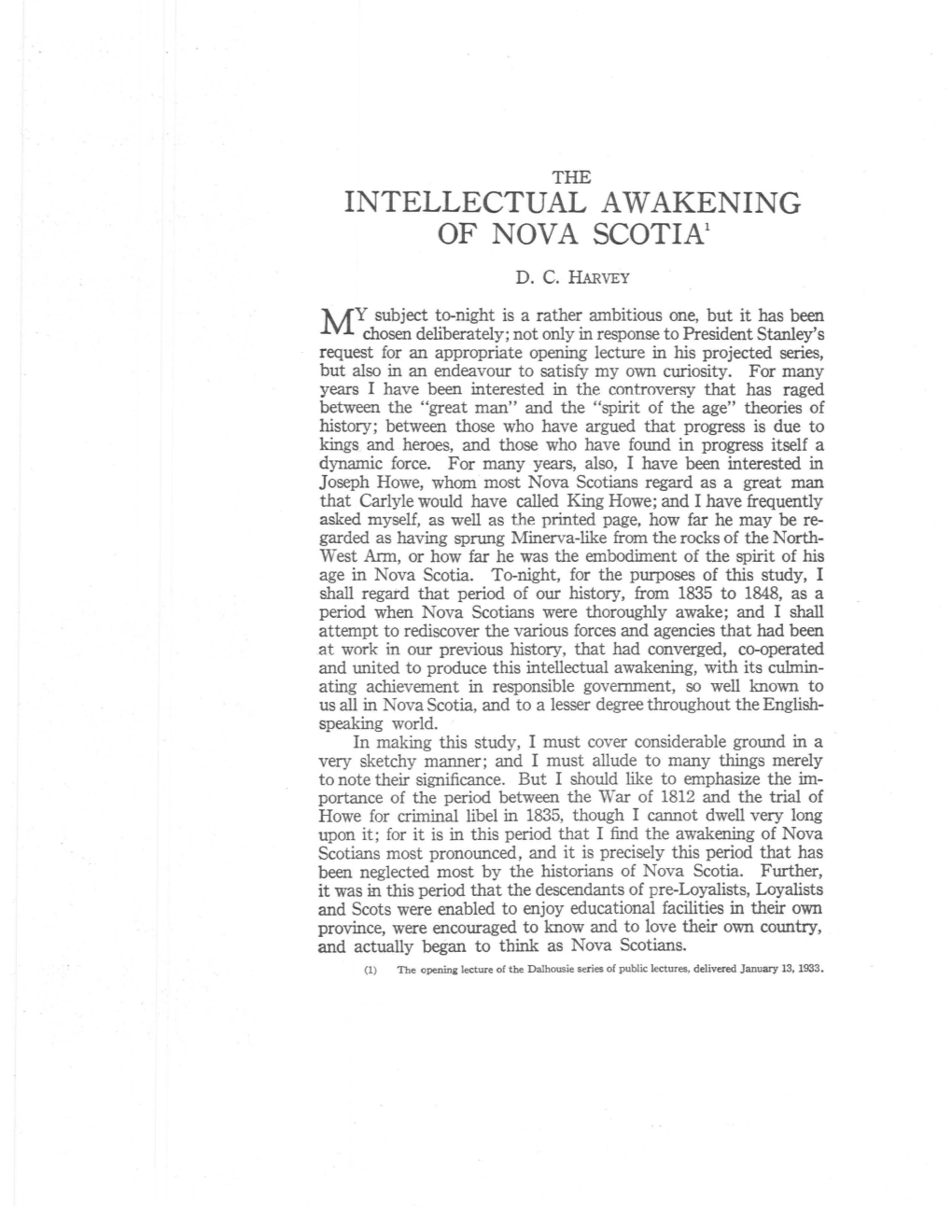 Intellectual a Wakening of Nova Scotia1