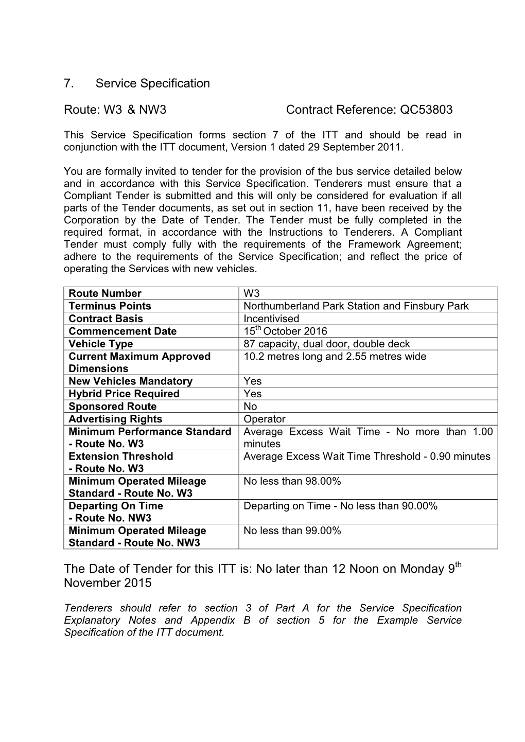 7. Service Specification Route: W3