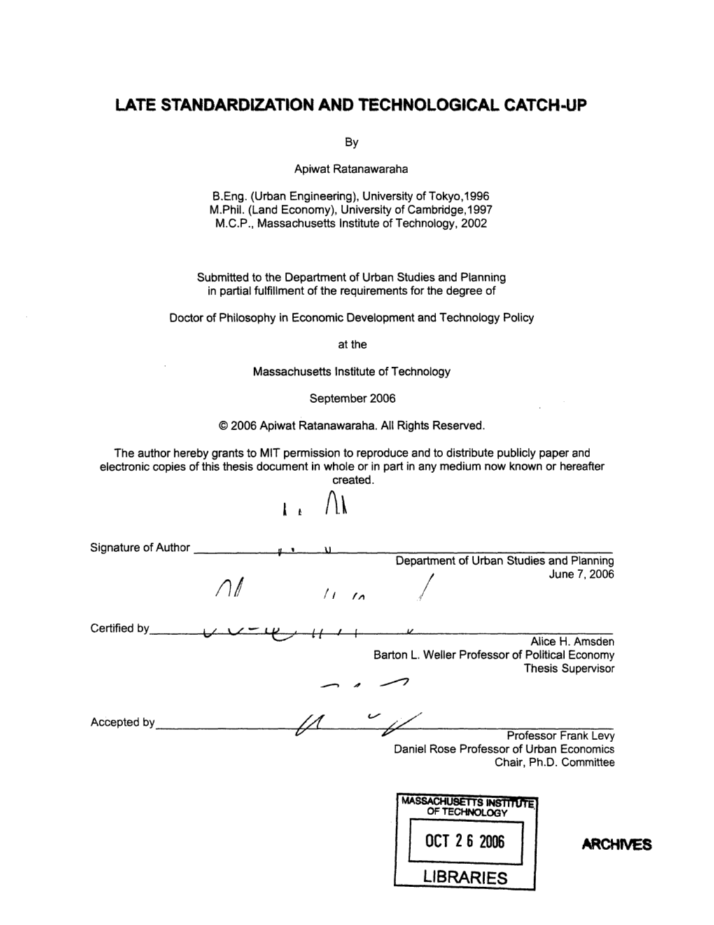 Late Standardization and Technological Catch-Up