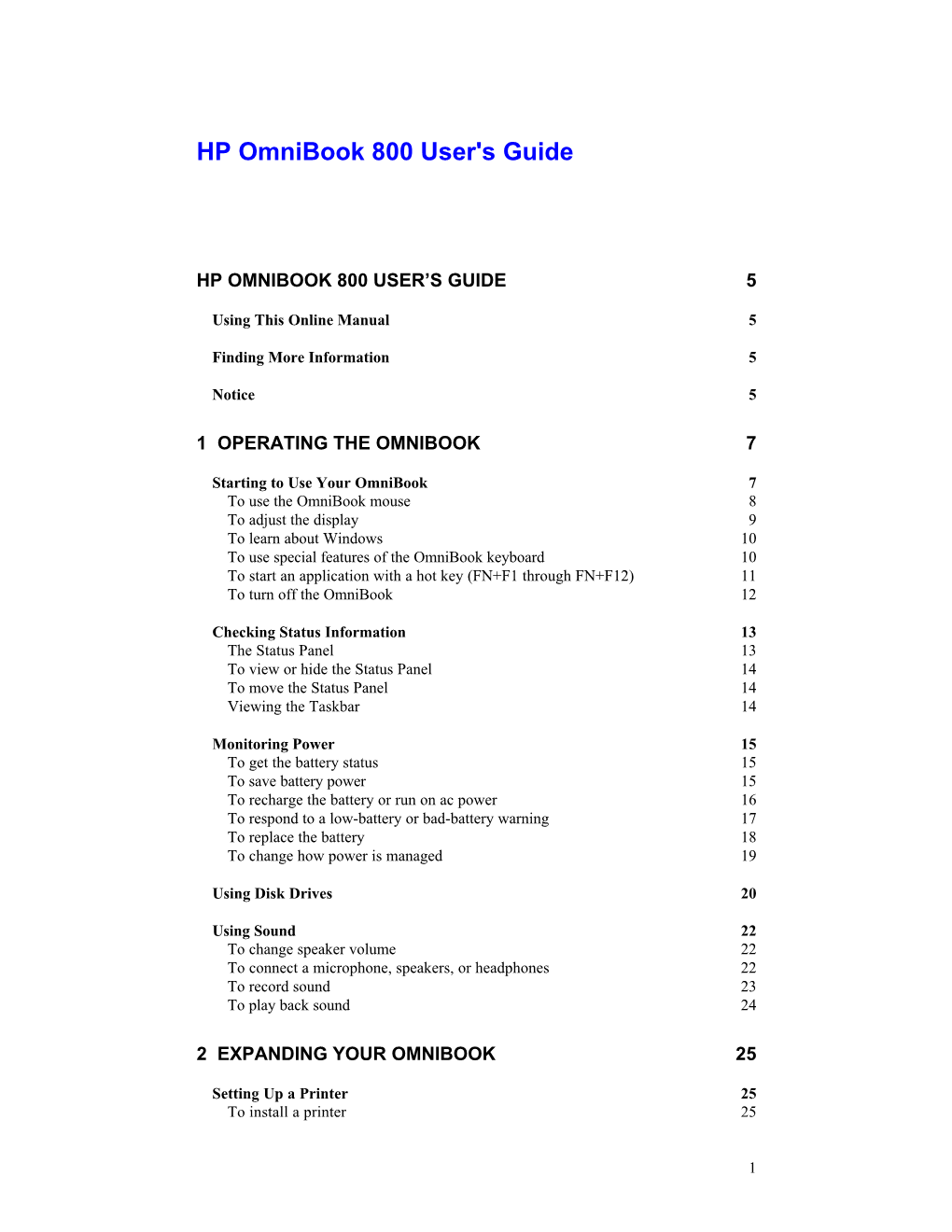HP Omnibook 800 User's Guide