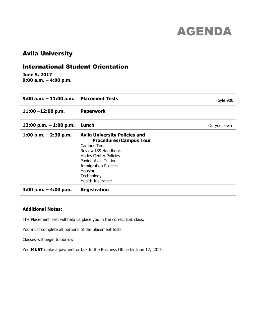 Avila University Policies and Procedures/Campus Tour