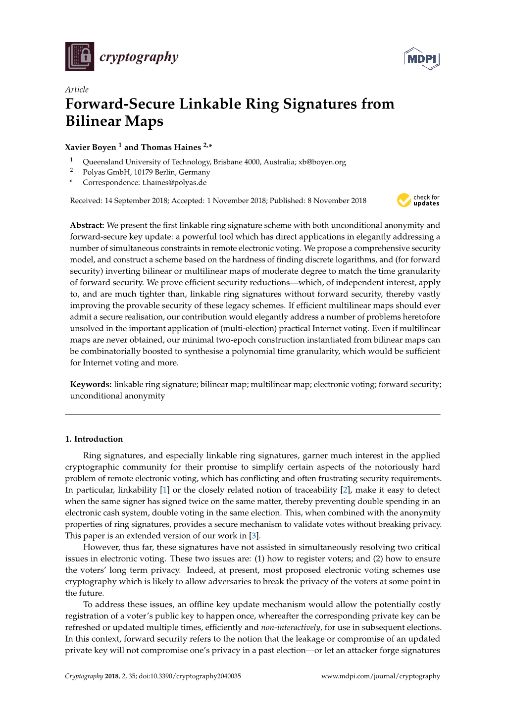 Forward-Secure Linkable Ring Signatures from Bilinear Maps