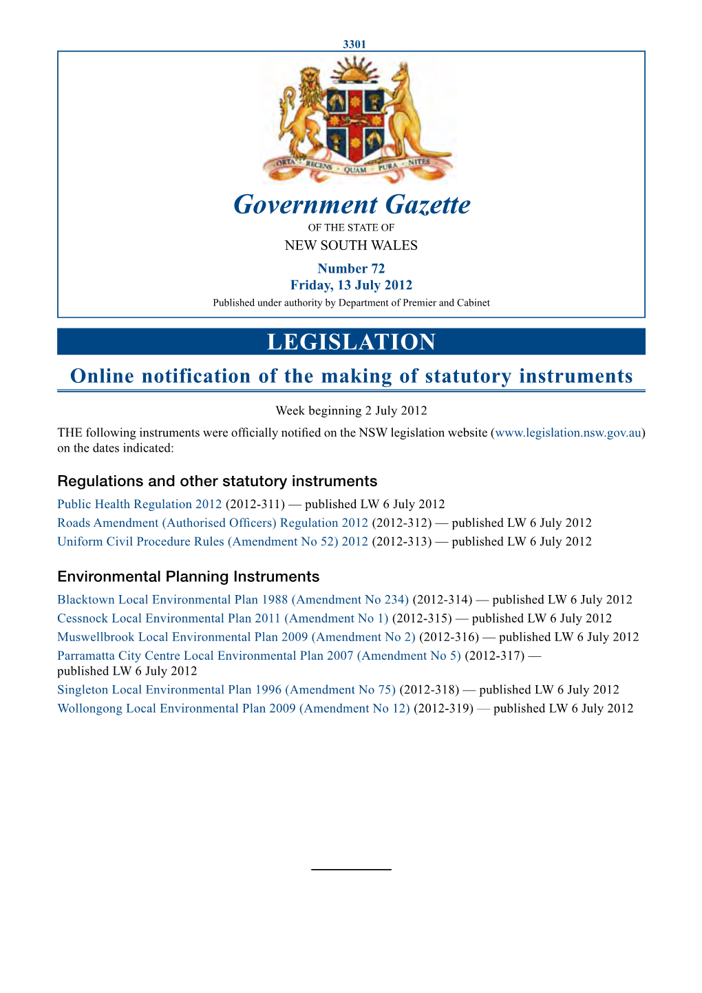 Government Gazette No. 28 of 13 July 2012