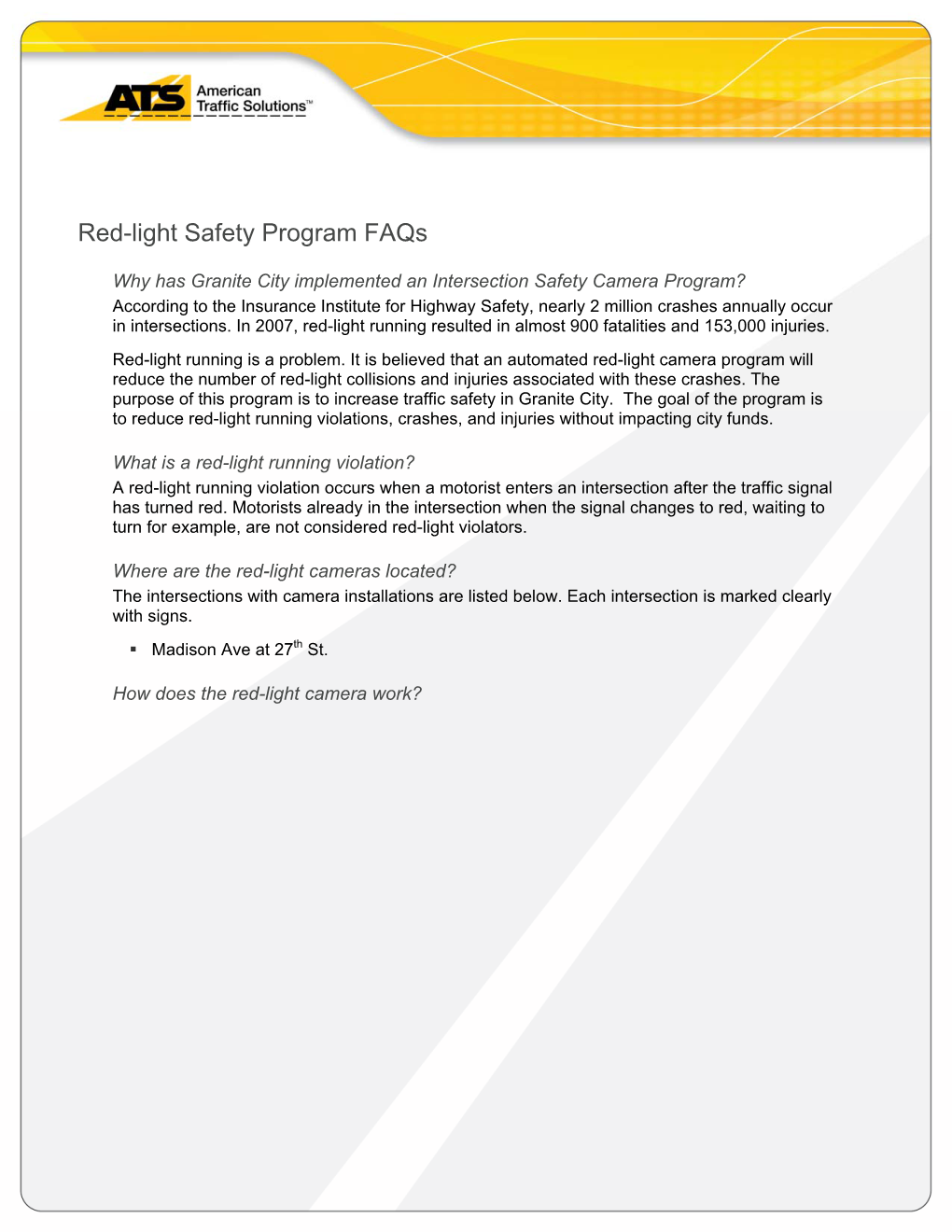 Red Light Safety Camera Faqs