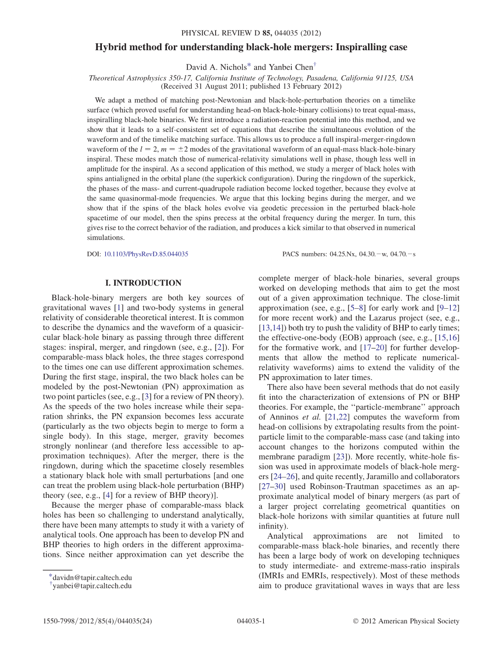 Hybrid Method for Understanding Black-Hole Mergers: Inspiralling Case