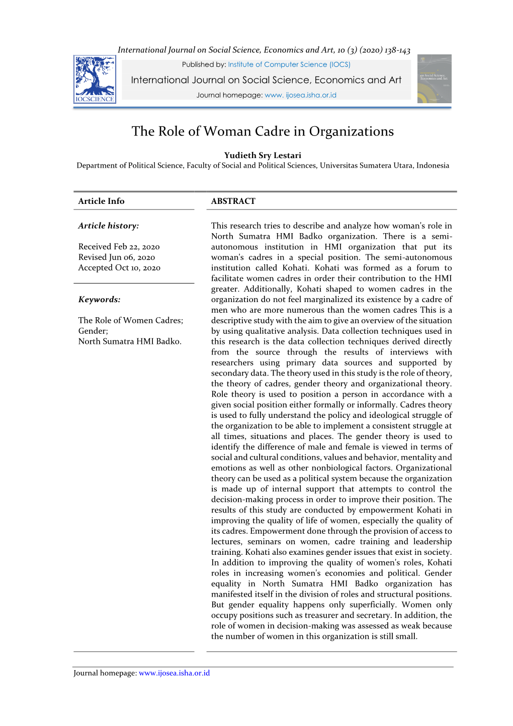 The Role of Woman Cadre in Organizations