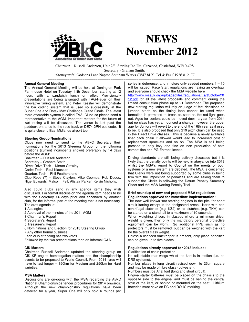 NEWS November 2012