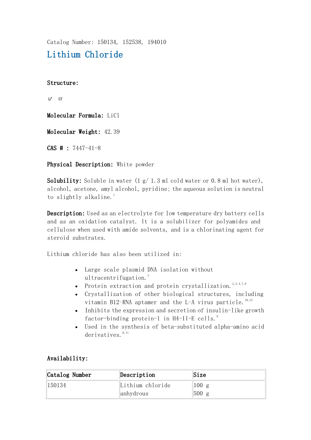 Lithium Chloride