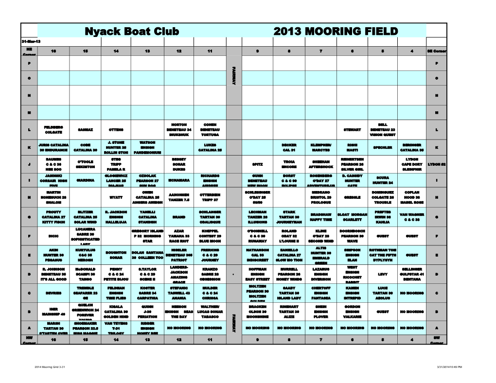 2013 MOORING FIELD Nyack Boat Club