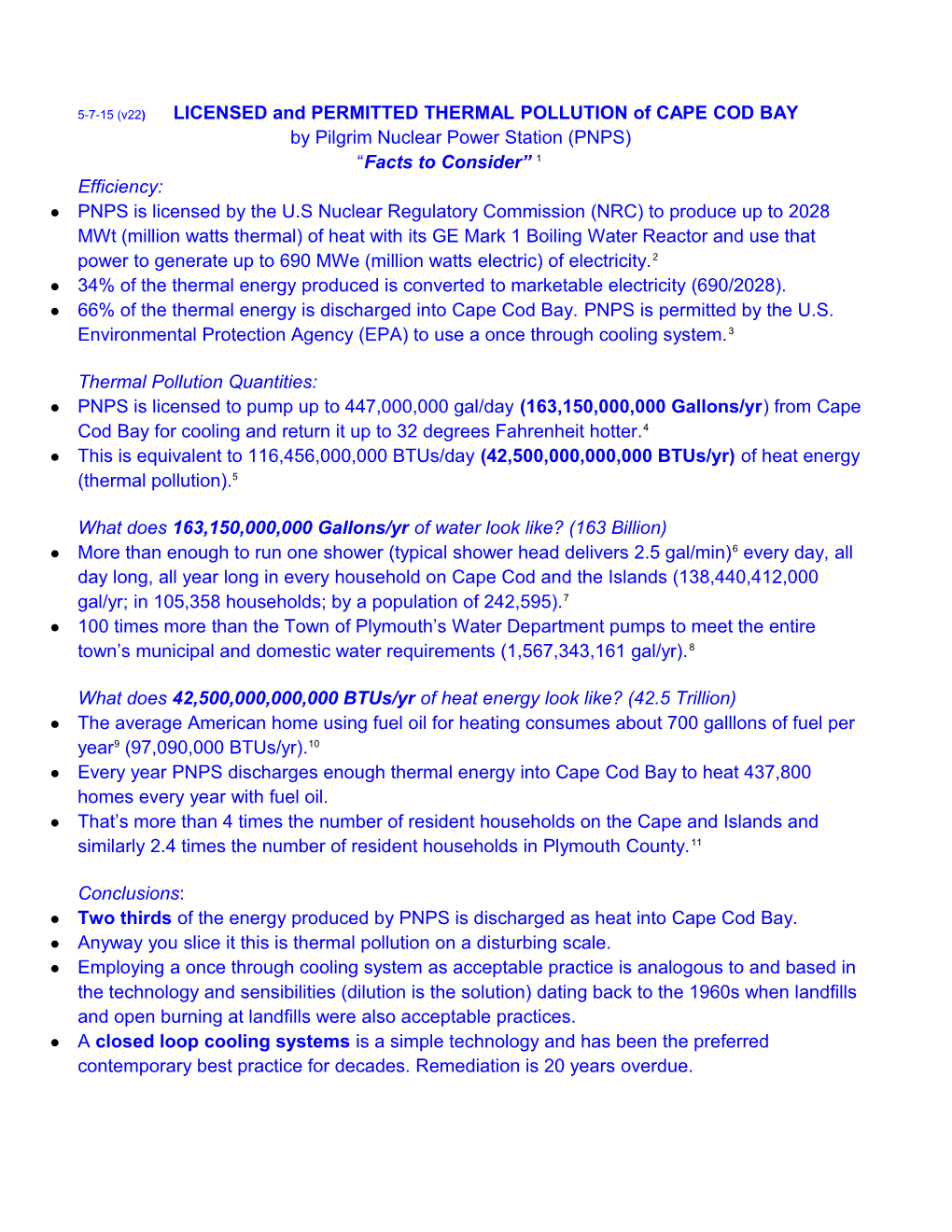 5-7-15 (V22 ) LICENSED and PERMITTED THERMAL POLLUTION of CAPE COD BAY