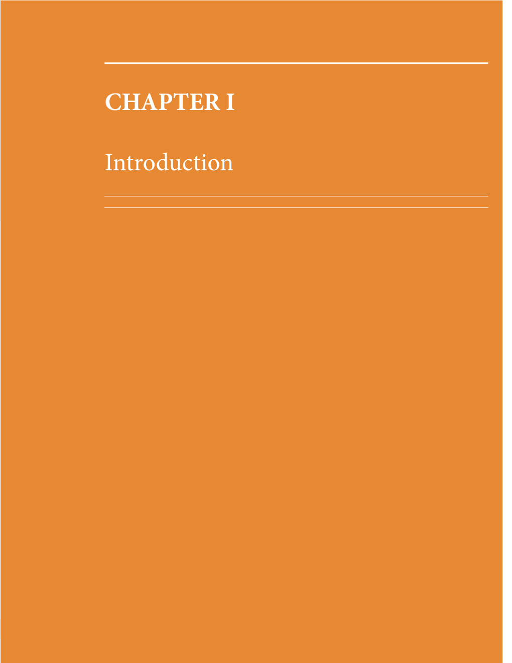 CHAPTER I Introduction