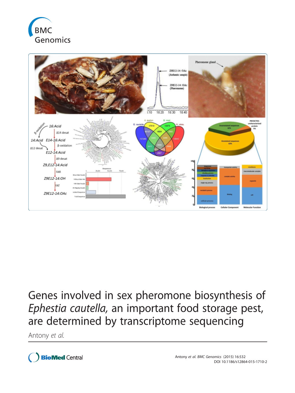 Genes Involved in Sex Pheromone Biosynthesis of Ephestia Cautella, an Important Food Storage Pest, Are Determined by Transcriptome Sequencing Antony Et Al