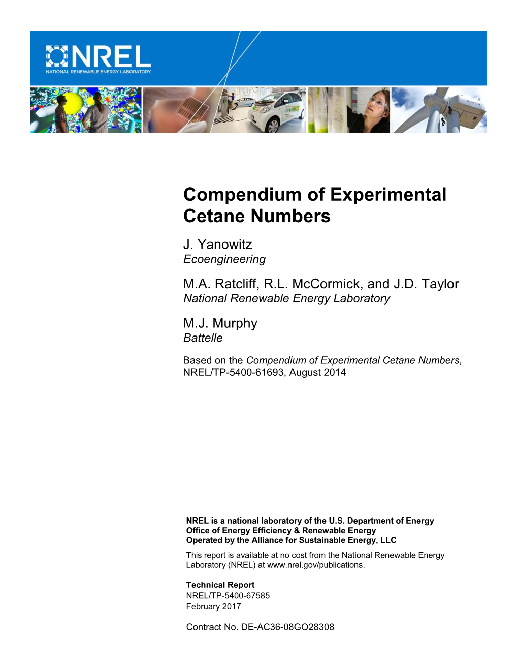 Compendium of Experimental Cetane Numbers J