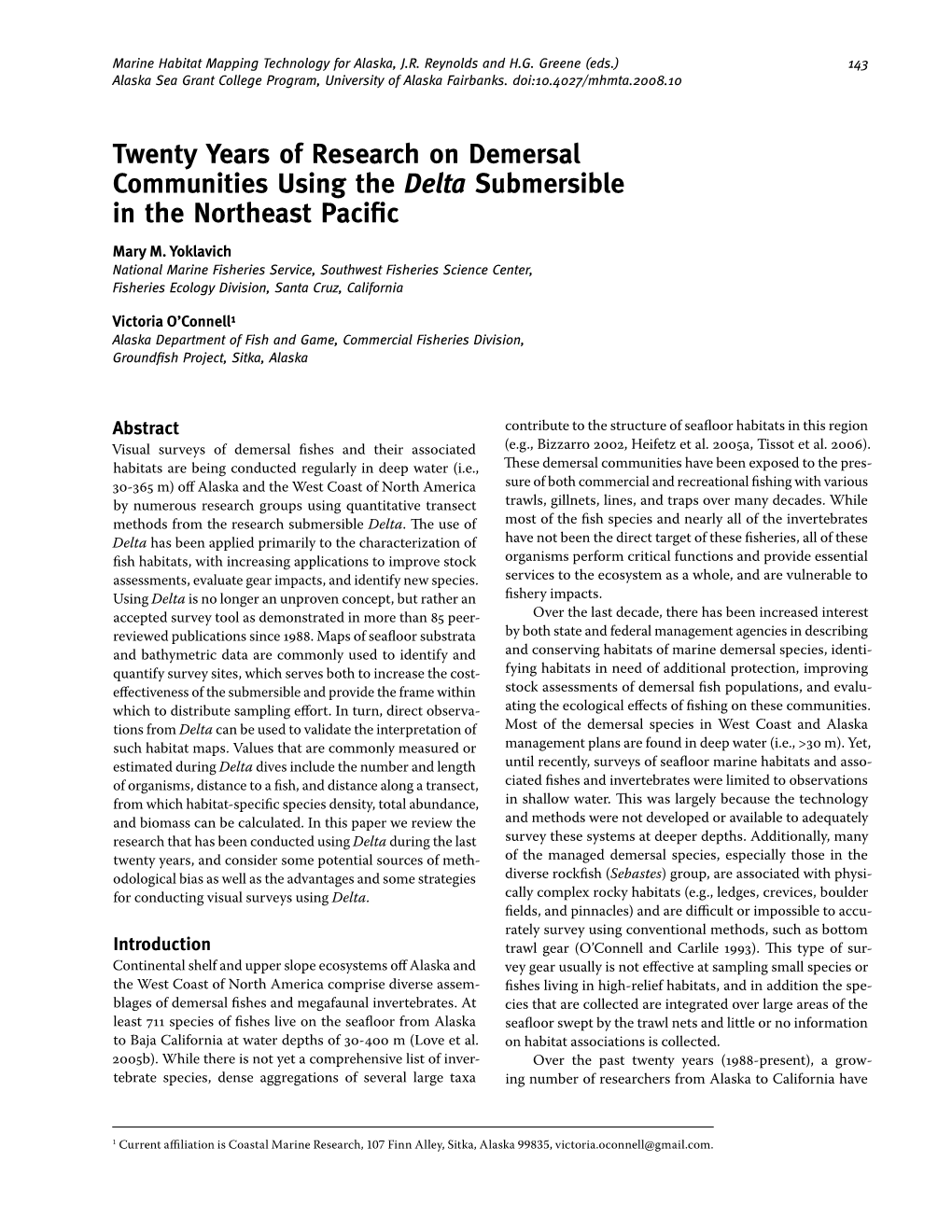 Twenty Years of Research on Demersal Communities Using the Delta Submersible in the Northeast Pacific