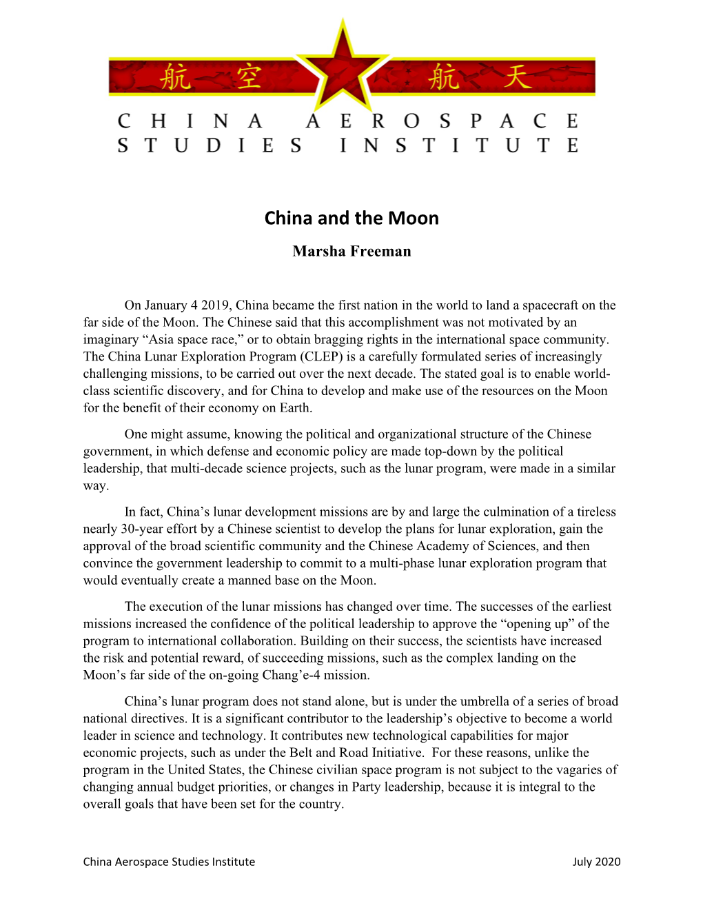 China and the Moon Marsha Freeman