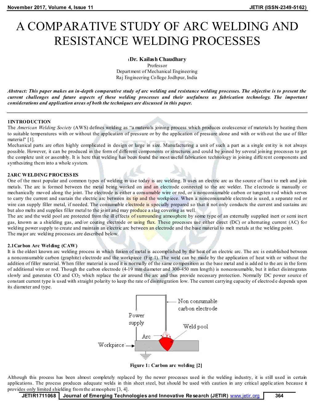 A Comparative Study of Arc Welding and Resistance Welding Processes