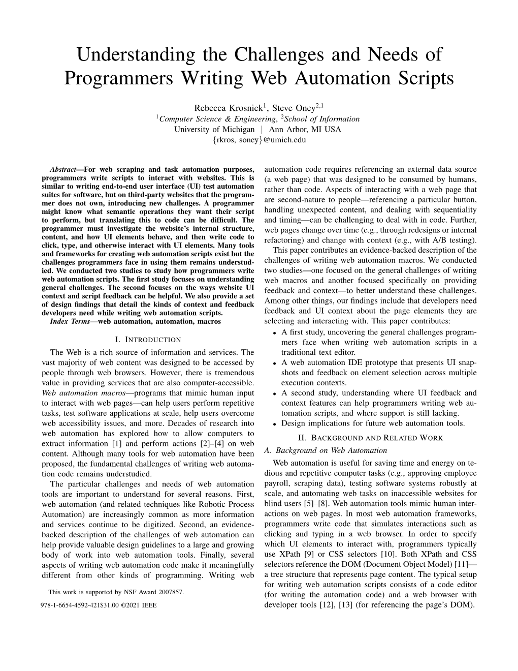 Understanding the Challenges and Needs of Programmers Writing Web Automation Scripts