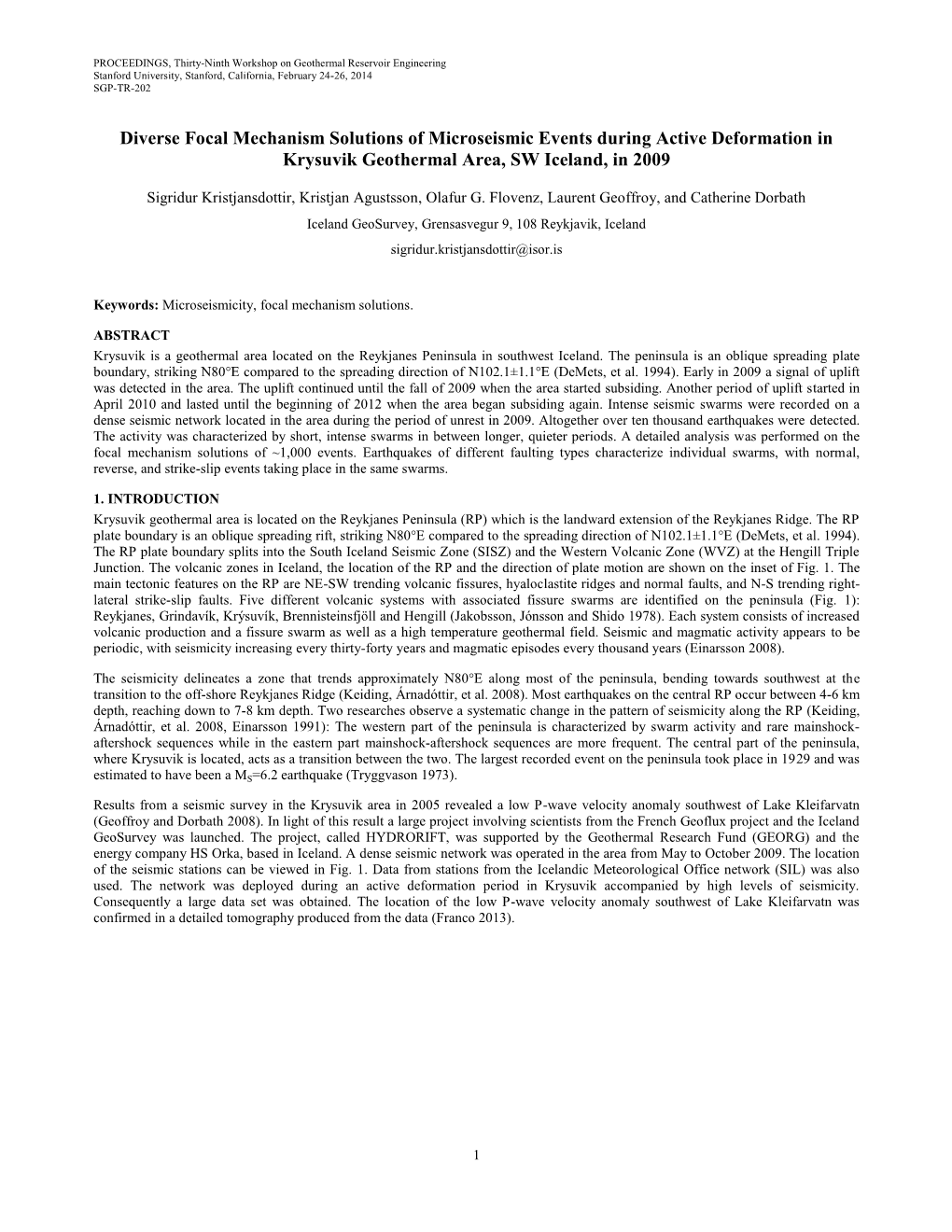 Diverse Focal Mechanism Solutions of Microseismic Events During Active Deformation in Krysuvik Geothermal Area, SW Iceland, in 2009