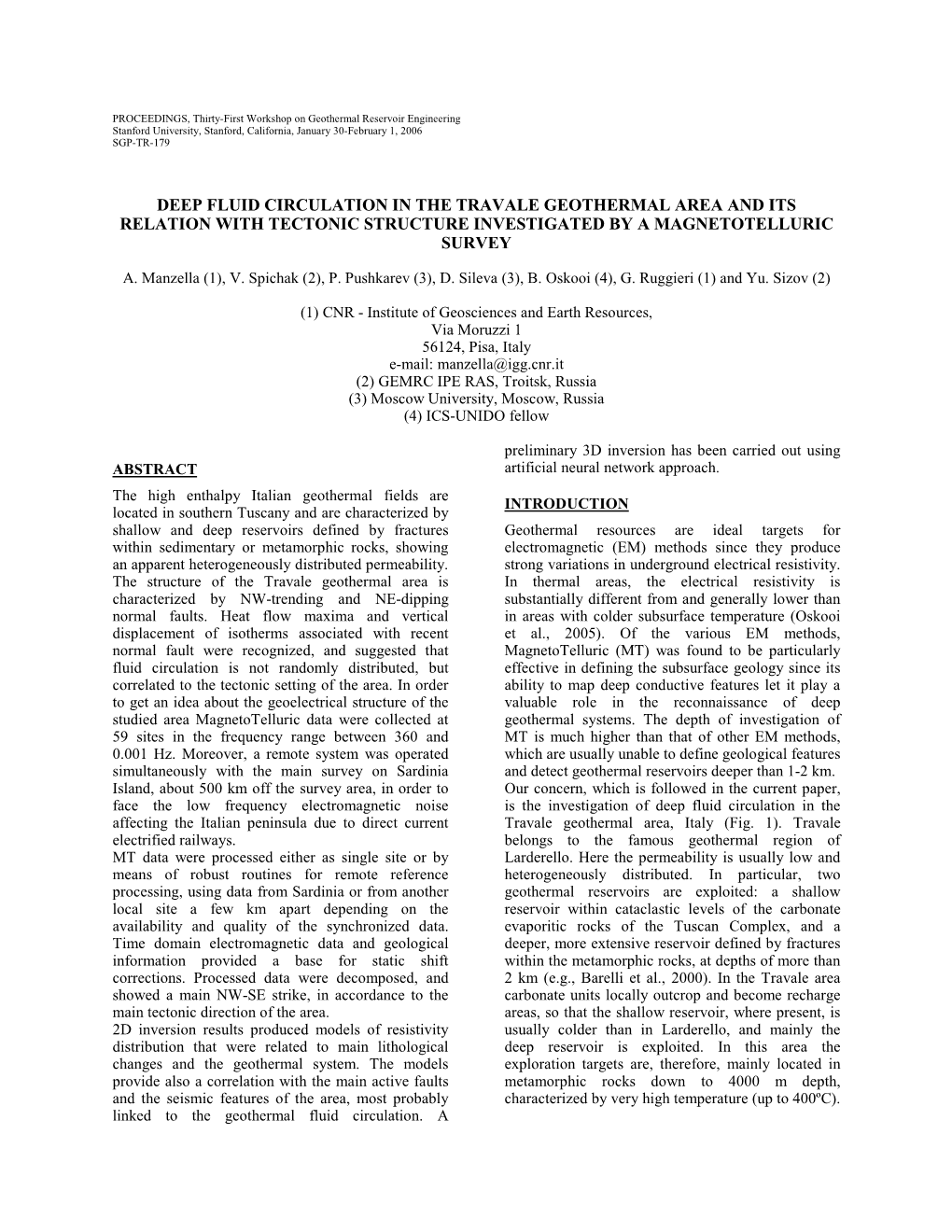 Deep Fluid Circulation in the Travale Geothermal Area and Its Relation with Tectonic Structure Investigated by a Magnetotelluric Survey