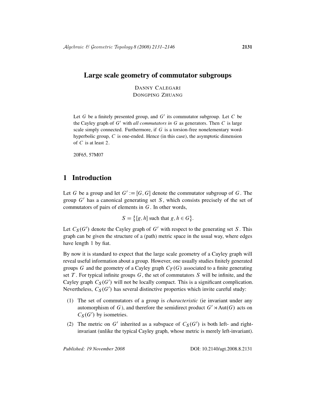 Large Scale Geometry of Commutator Subgroups