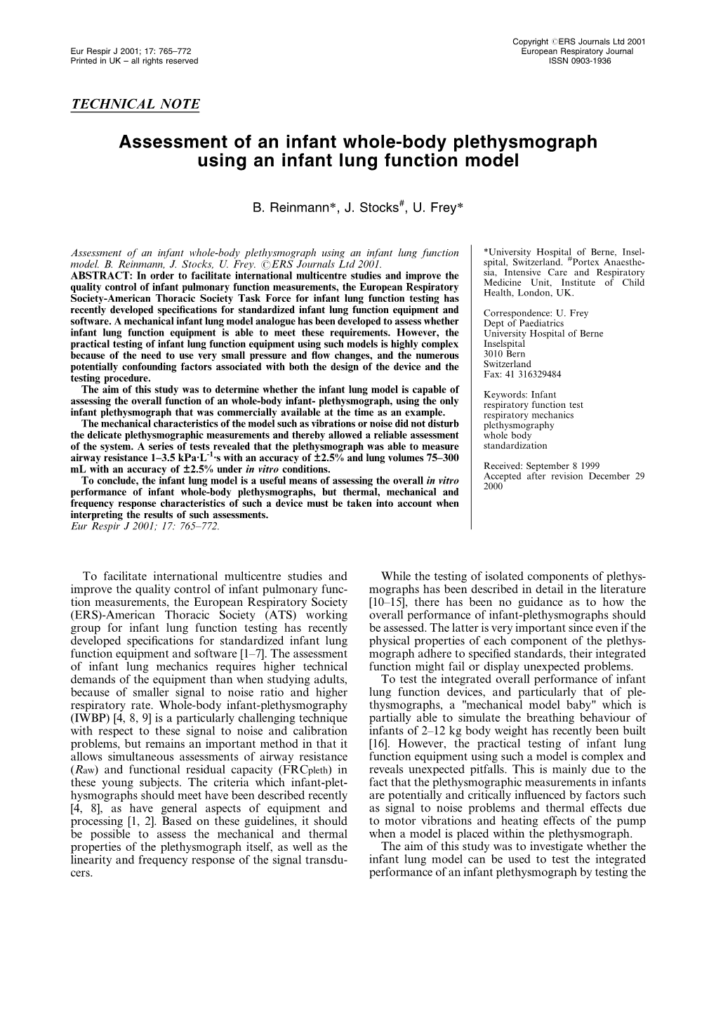 Assessment of an Infant Whole-Body Plethysmograph Using an Infant Lung Function Model