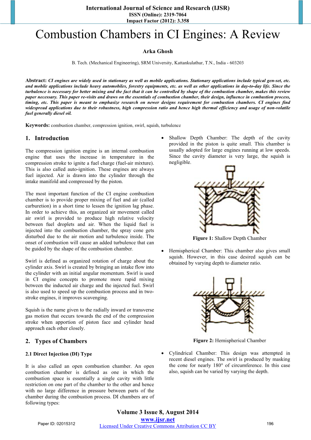 Combustion Chambers in CI Engines: a Review