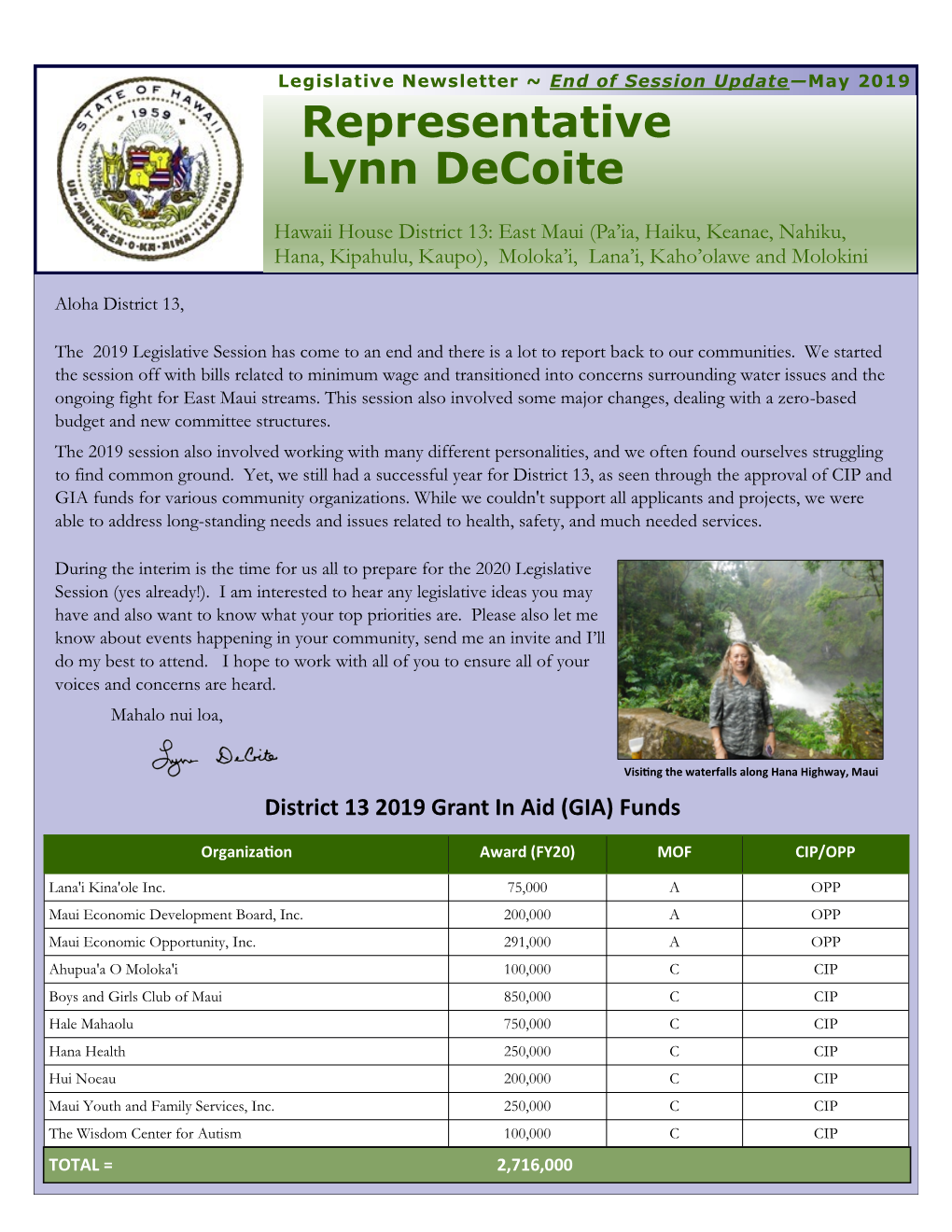 Representative Lynn Decoite