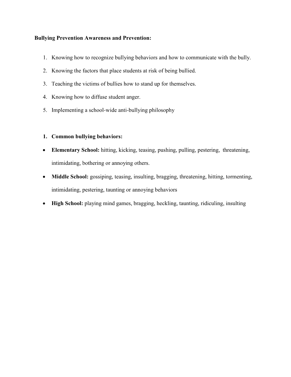 1. Knowing How to Recognize Bullying Behaviors and How to Communicate with the Bully