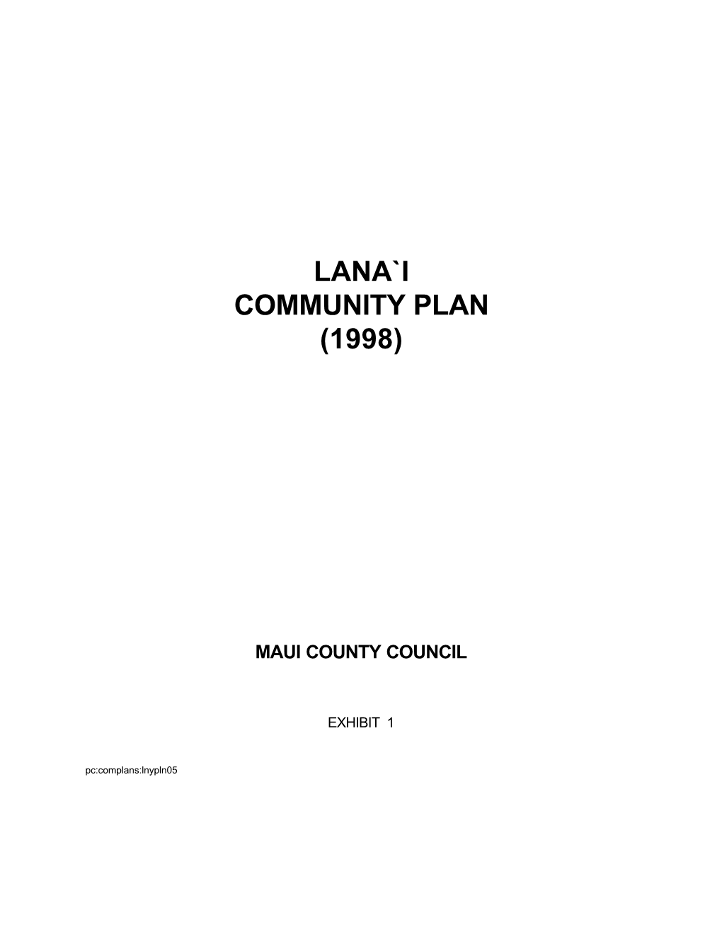 Lana`I Community Plan (1998)