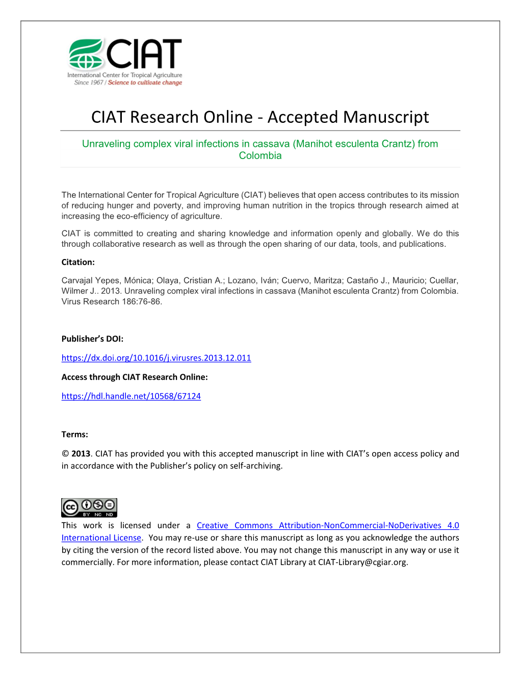 CIAT Research Online - Accepted Manuscript