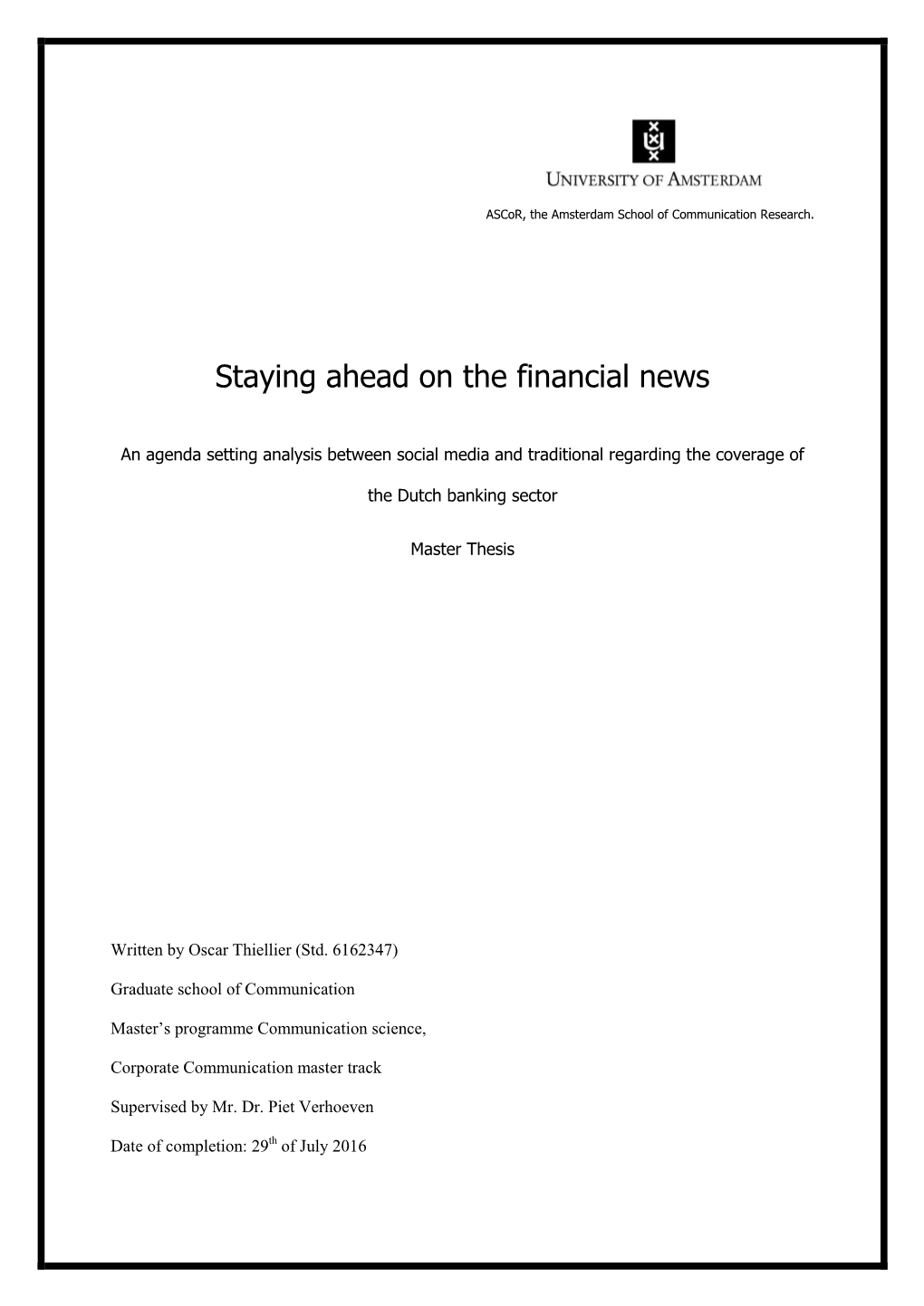 Staying Ahead on the Financial News