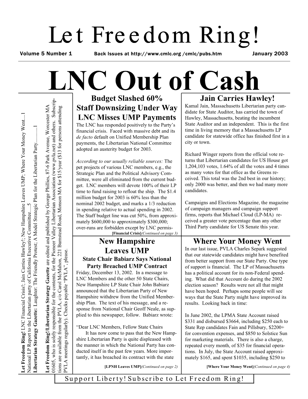 LNC out of Cash