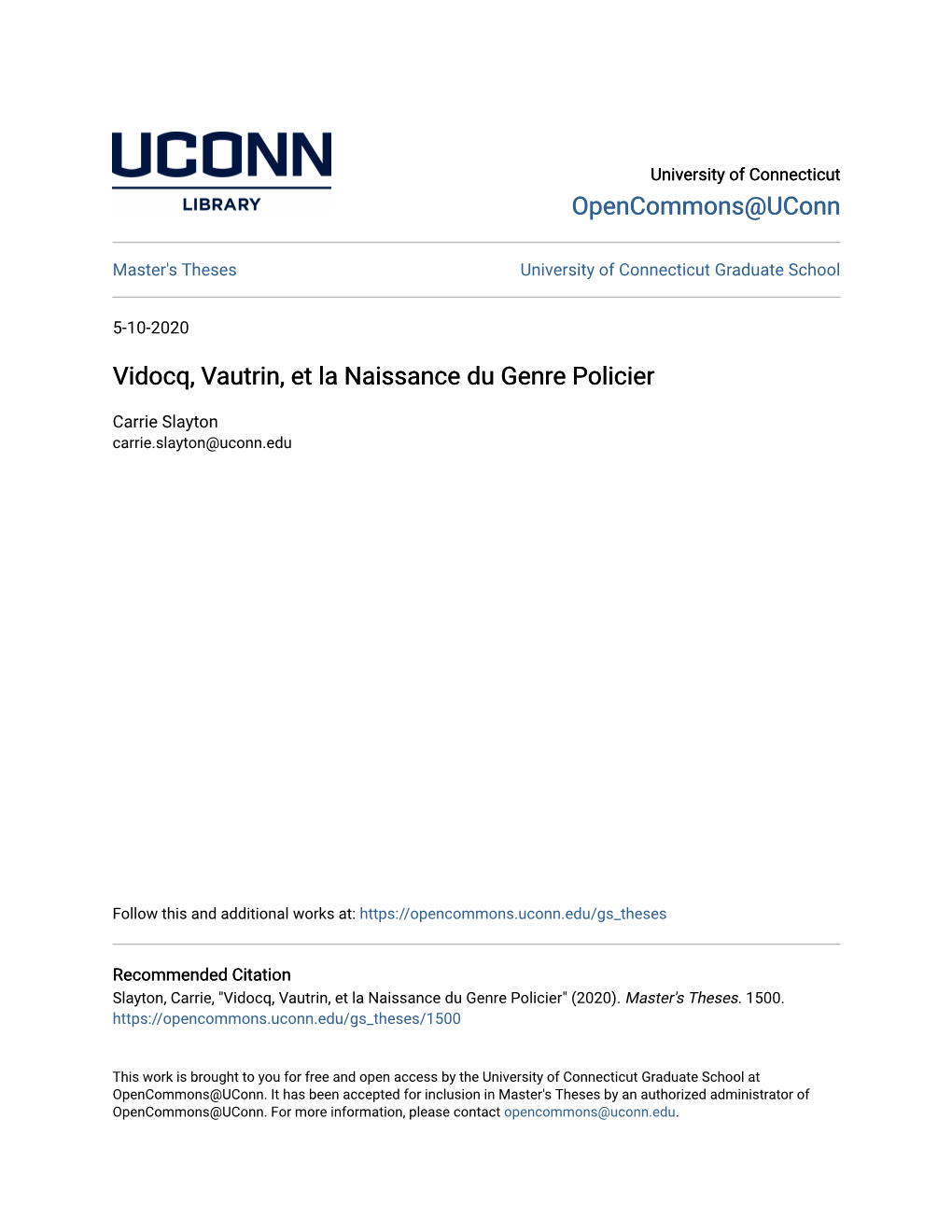 Vidocq, Vautrin, Et La Naissance Du Genre Policier