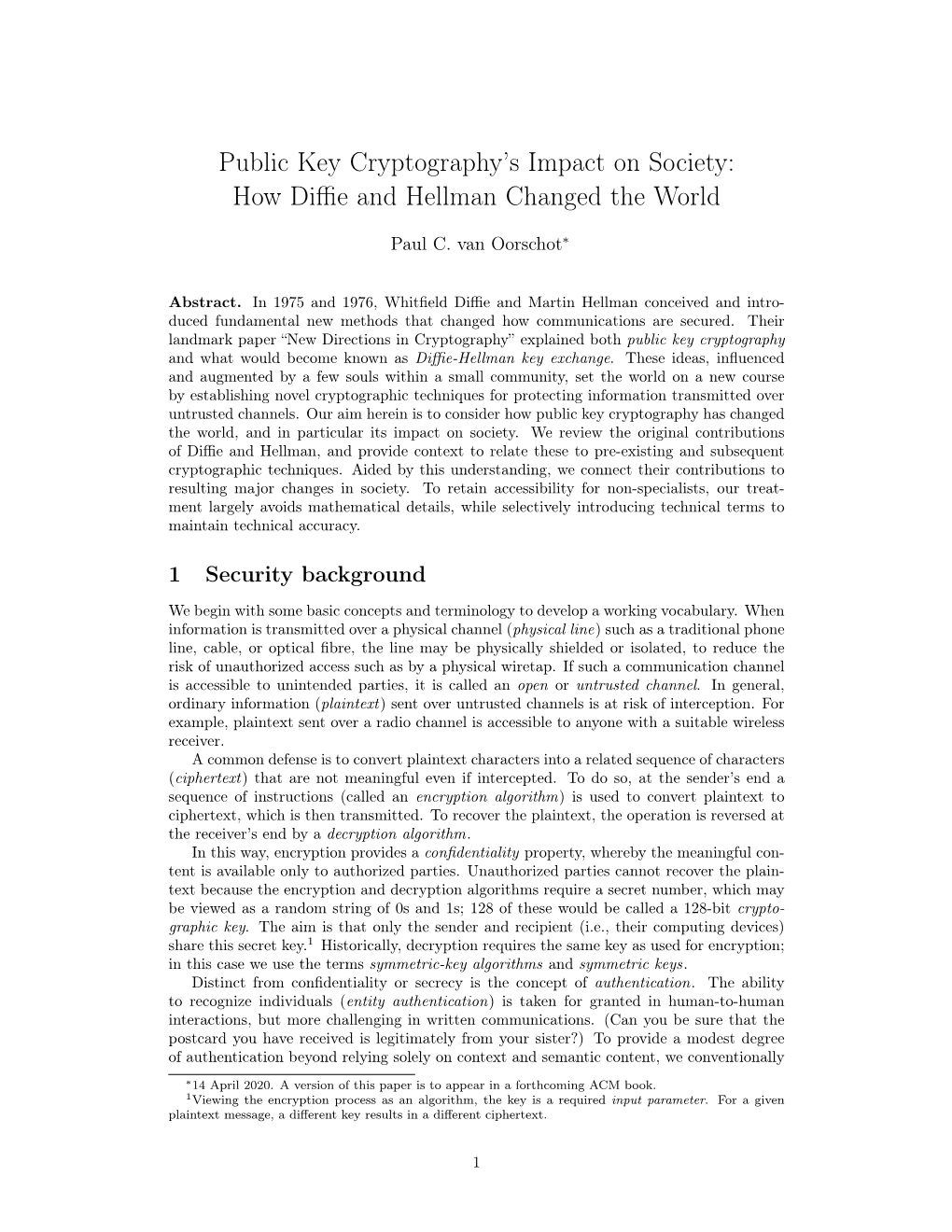 Public Key Cryptography's Impact on Society: How Diffie and Hellman Changed the World