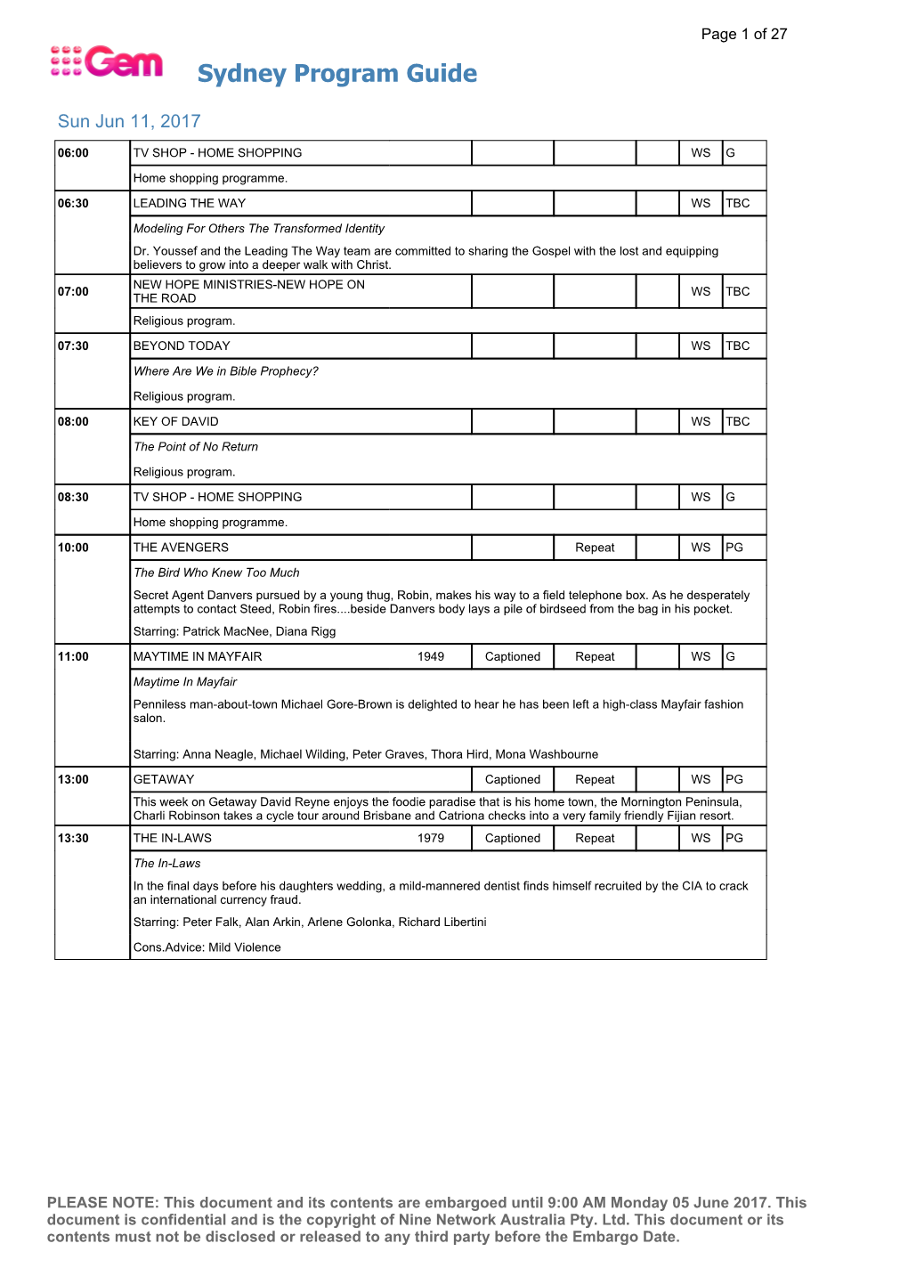 Sydney Program Guide