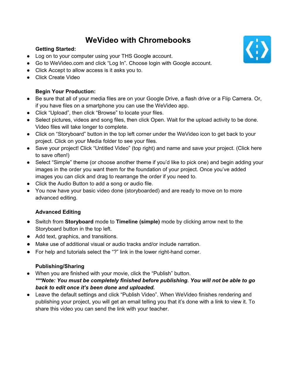 Wevideo Student Handout - Chromebook